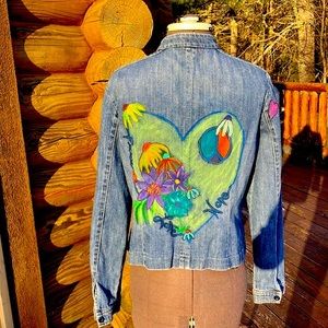 UPCYCLED Jean Jacket Hand Painted Size M